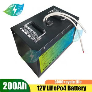 12V 200Ah LiFePO4 Battery Pack With BMS Lithium Power Golf Cart Batteries 3000 Cycles RV Campers Off-Road Off-Grid Solar Energy