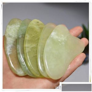 Pietre da massaggio Rocce Strumenti cinesi di giada naturale Scra Gua Sha Trattamento viso Strumento Mas Assistenza sanitaria tradizionale Drop Delivery Beauty Dhieg