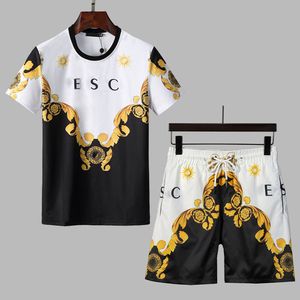 Herren-Trainingsanzüge, Trainingsanzüge, Trainingsanzug Herren-Sportbekleidungs-T-Shirt mit neuem Blumen-Tiger-Print-Shirt, lässiger Daunen-Kurzarm-Mode-Sommeranzug