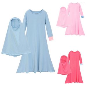 Ethnic Clothing Islamic Girls Abaya For Children 2PCS Child Hijab Muslim Prayer Dress Kids Kaftans Arabe Mujer Ramadan Robe Dubai