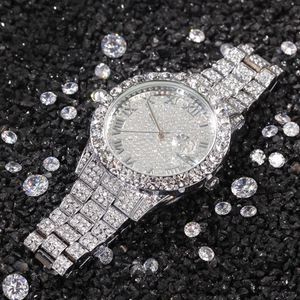 Mens Watch Full Diamond High Quality Iced Out Watch New Fashion Hip Hop Punk Gold Silver Watch300T