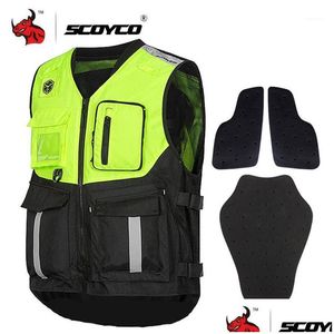 Motorcykelkläder Scoyco Summer Jacket Reflective Vest Motocross Protective Waistcoat Mesh Moto Offroad Racing Riding1 Drop Deliver Dh1x5