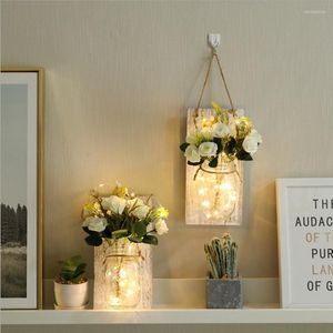 Strings Mason Bottle Lamp LED Copper Wire Flower Lantern Garden Year Christmas Party String Lights Remote Control Battery Solar