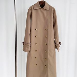 Kadın Trençkotları 2023 Bahar Devesi Çifte Breasted Uzun Ceket Moda Sıradan Kavacı Rüzgar Çekme Pist Kadın Yüksek Kaliteli Vintage Palto