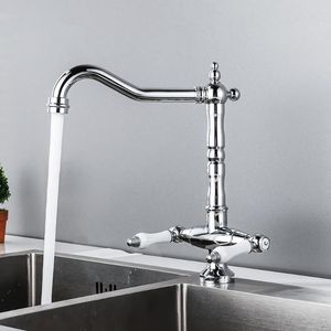 Küchenarmaturen Tuqiu Wasserhahn Chrom Waschbecken Mischbatterie 360 Grad Drehung Doppelgriff Wasserhähne Messing Keramik Hebel