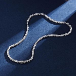 ペンダントネックレスReal 4mm with Gra 925 Sterling Silver Moissanite Tennis Necklace Women Men Chain Fine Jewelry313o