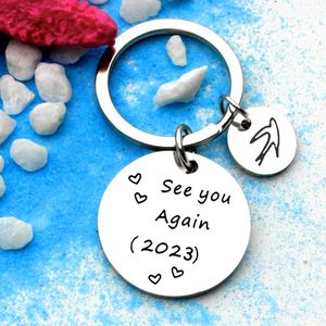 Key Rings Keychain 2023 Year Graduation Gift for Student School College Women Men Stainless Steel See You Again Letter Chain