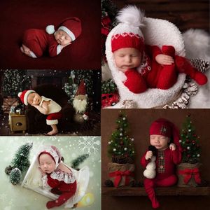 Caps Hats born Pography Props Baby Romper Jumpsuit Christmas Hat Blanket Wraps Po Studio Shoots Accessories 230220