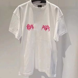 24SS Designer T Shirt Balanciaga Fashion Brand Bal22SS Spring Summer New Cotton Women's Jelly Graffiti Letter Printing Men's Lovers 'Short Sleeve Sweat Shirt