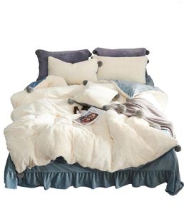 Bedding Sets Winter Velvet 4 PCS Bed Set Fleece Sheet Pillowcase Duvet Cover 2pcs And Skirt Quilt