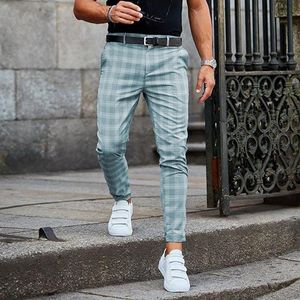 Pantaloni da uomo Uomo Abbigliamento casual elegante Matita scozzese 2023 Pantaloni lunghi stampati moda primaverile Maschile