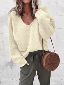 Women s Sweaters Casual Knitted sweat Streetwear V Neck Long Sleeve Pullovers Loose Solid Coat Autumn Winter Fashion Sweater 230217