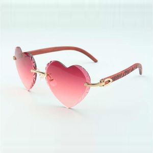 Coastal Eyewear 8300687 Sonnenbrille mit herzförmigen Schneidgläsern und natürlichen Tigerholzbügeln, Größe 58-18-135 mm
