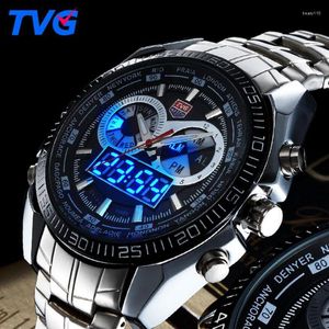 Relógios de pulso 2023 TVG Top Brand Watches LED Display Analog Digital Quartz Men Multifunction Sports Swim Klok