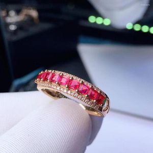 Cluster Rings H624 Fine Jewelry Real 18K Gold AU750 Natural Red Spinel 2.7ct Gemstones Diamonds Female Anniversary Gift