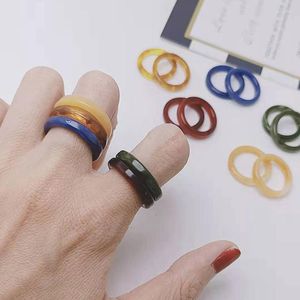 Cluster Rings Multicolor Acrylic Ring Resin Transparent Elegant Romantic Korean Fashion Women Jewelry Gift Party Friendship Wholesale