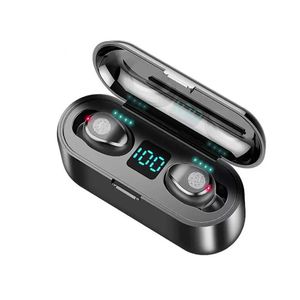 Novos fones de ouvido sem fio F9 TWS Bluetooth v5.0 Sport Earbuds Gaming Headphones 2000mAh Power Bank fone de ouvido com microfone e exibi￧￣o de LED