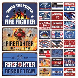 Bedroom Decor Firefighter Plate Metal Vintage Tin Sign Fireman Sign Decor Plaque for Fire Department Man Cave Decoration 20x30cm Woo