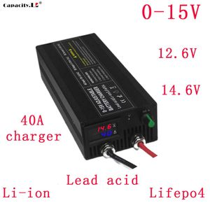 12V LifePO4充電器40A高速リチウムバッテリー充電器14.6V 12.6V電源アダプター2S 3S 4S調整可能電圧電流充電器