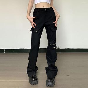 Kvinnor Pants Women's Cargo Fashion Trend flera fickor BOOTCUT Hip Hop Slimming Streetwear Punk Grunge Loose For Women