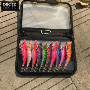 Fishing Hooks Shrimp Fishing Lure For Squid HookJigs 2.53.03.5 Cuttlefish Sea Bass 3D Eyes Hard Artificial BaitWood Luminous 10PCSBAG 230220