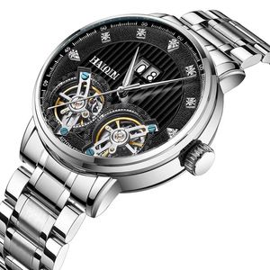 Wristwatches HAIQIN Top Fashion Men's Watch Waterproof Automatic Mechanical Men Skeleton Tourbillon Winding