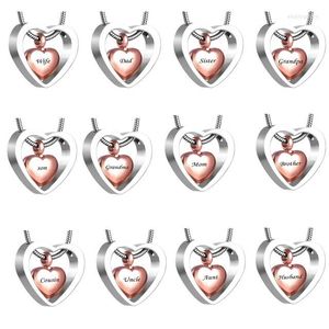Pendant Necklaces JJ001 Double Heart Cremation Urn Necklace For Dad/Mom/Son/Grandma/Grandpa/Sister Keepsake Memorial Jewelry Hold