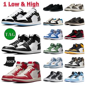1 High 85 Black White Men Basketball Shoes 1s Low Black Phantom Reverse Mocha Concord Chicago Lost and Found Patent Bred True Blue Women Mens Trainers Outdoor Sneakers