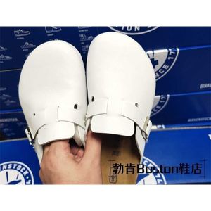 Designer BirkinStock Flippers sapatos preguiçosos de couro masculino e feminino Confortável cortiça Bortinho de vaca de vaca casual casual baotou semi-deslizadores