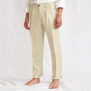 Мужские штаны премиум -качественный мужской хлопчатобумажный льняной конструкции дышащие брюки для мужчин. Мужчина 42x34