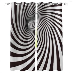 Curtain Black And White Spiral Tunnel Vector Window Home Living Room Decorative Textile Decoration Bedroom Curtains