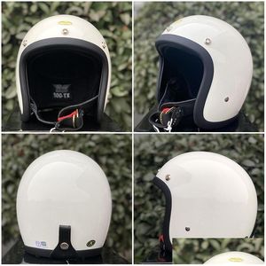 Caschi moto 2022 Stile giapponese 3/4 Fibra di vetro Open Face Cafe Racer Casco 500Tx Scooter Bike Casco Moto Leggero Retro Fo Dhni4