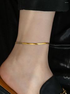 Anklets 2023 Do Not Fade Simple Ins Cold Wind Advanced Golden Snake Bone Chain Anklet Female Light Luxury Foot Decoration
