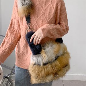 ウエストバッグレディースファーハンドバッグショルダーシンプルなデザイナー冬のファッション脇230204
