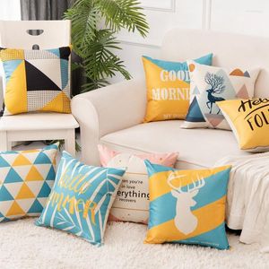 Kudde nordisk stil geometriska dekorativa kuddar bomull och linne gult blått täcke heminredning stol soffa säte kudde 45