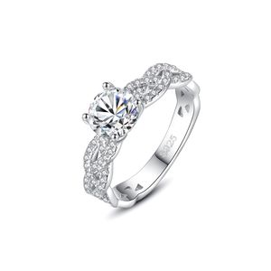 Nowa luksusowa marka cztery Claw Moissanite S925 Srebrny pierścionek biżuteria moda Kobiety pełny diament cyrkon super błyszcząca pierścionek dla kobiet przyjęcie weselne Walentynki Gift SPC