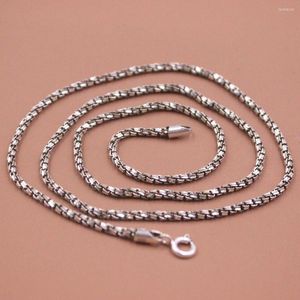 Chains Pure S925 Sterling Silver Women Men 2mmW Rope Box Chain Link Necklace 55cmL 9-10g