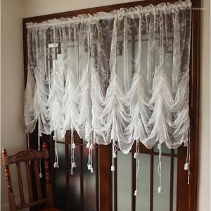 Curtain Aesthetic Floral Lace Balloon Valance American Retro Half-Curtain For Kitchen Glass Door Small Window Roman