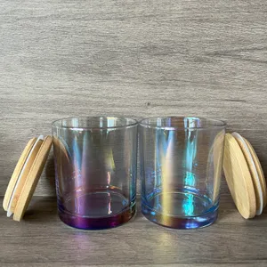 11 uncji 320 ml szklany szklany uchwyt świecy z bambusową pokrywką pustą butelkę z wodą DIY Candle Jar 001