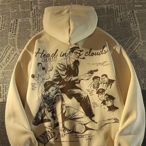 Herren Hoodies Y2k American Übergroßer Hoodie Harajuku Top Qualität Retro Portrait Print Baumwolle Lose Mantel Vintage Goth Liner Pullover