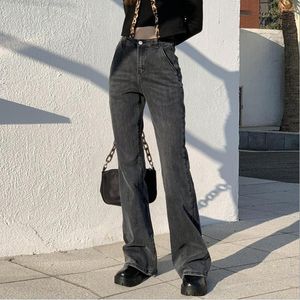 Kvinnors jeans kvinnor vintage y2k raka byxor hög midja blossade harajuku koreanska grundläggande joggar streetwear pantalon häll femme
