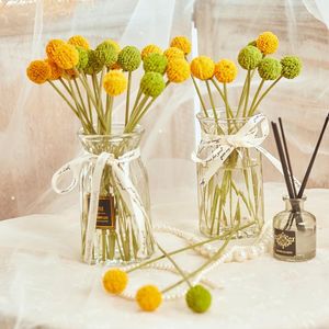 Flores decorativas 2pcs Simulação de bola preservada artificial Eternell craspedia bouquets para sempre orbes de ouro Flor