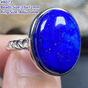 Cluster Ringe Natürliche Lapislazuli Ring für Frauen Dame Männer Heilung Liebe Geschenk Kristall Silber Perlen Stein Einstellbare Adel Schmuck