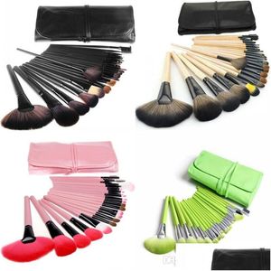 Makeup Brushes Professional 24 Pcs Brush Set Tools Toiletry Kit Wool Brand Make Up Case Cosmetic Drop Delivery Health Beauty Accessor Dhxv8