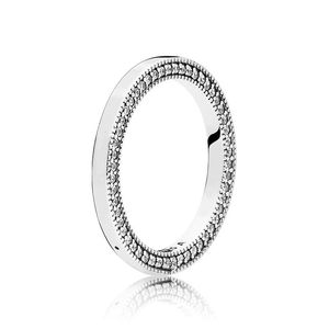 925 logotipo de prata esterlina e corações anel para jóias de casamento de diamante Pandora CZ para mulheres Gift Gift Designer Love Rings com caixa original