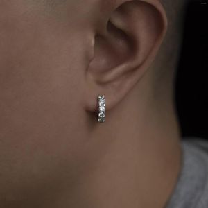 Hoop Earrings 5A Sparking Bling Men Jewelry 3MM Round CZ 17MM Circle Earring Cool Iced Out Boy