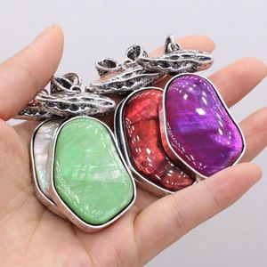 Pendant Necklaces Vintage Irregular Antique Silver Alloy Pendants Multi-color Shell Charms For Jewelry Making DIY Tribal Necklace Earrings