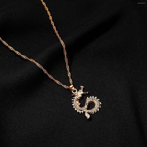 Pendant Necklaces Gold Plated Chain Necklace For Women Vietnam Thailand Dragon Zodiac Crystal Zircon Jewelry Gift