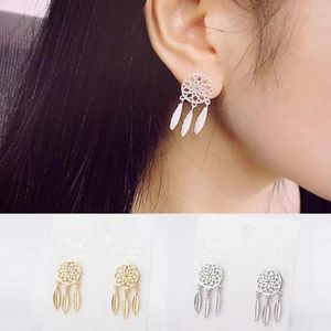 Stud Earrings Fashion Hollow Dream Catcher Leaf Feather Drop Dangle For Women Geometric Party Jewelry