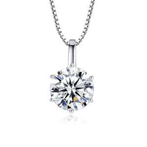 Classic Six Claw Moissanite S925 Silver Pendant Necklace Fashion Women